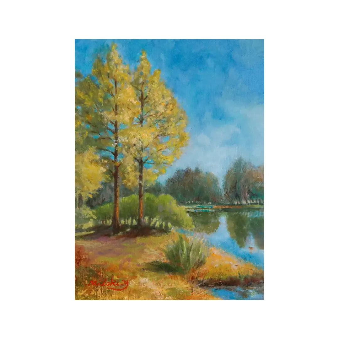 湖 絵画 （B） メタセコイヤのある風景(川越水上公園)／山口ミドリ｜アート絵画・販売