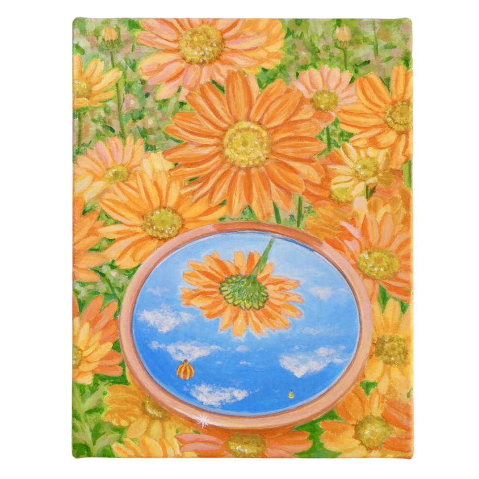 花と鏡（どこまでも高く）／冬乃太陽｜アート絵画・販売通販WASABI(ワサビ)