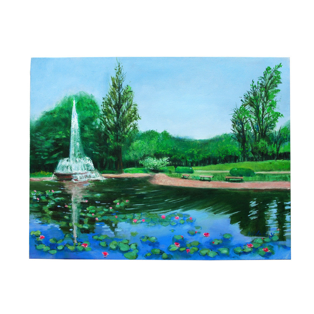 噴水と睡蓮（彩の森入間公園）／山口ミドリ｜アート絵画・販売通販