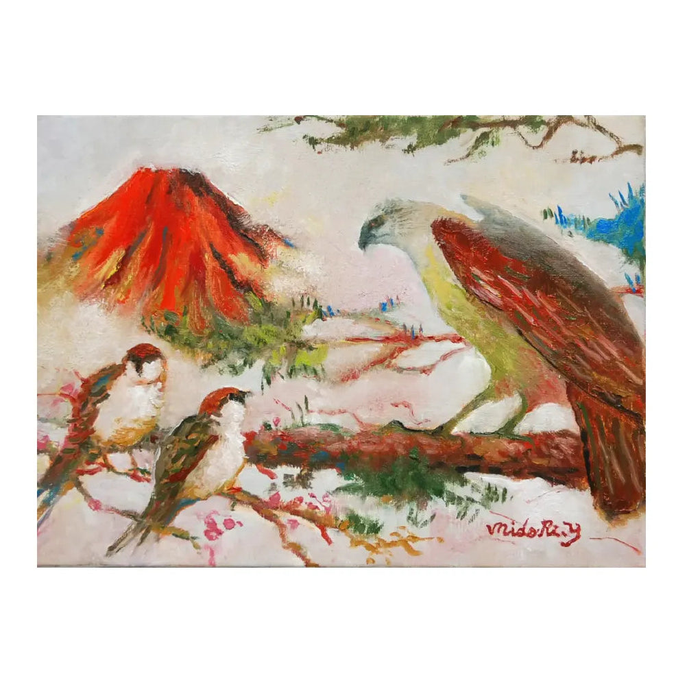 雀と鷹／山口ミドリ｜アート絵画・販売通販WASABI(ワサビ)