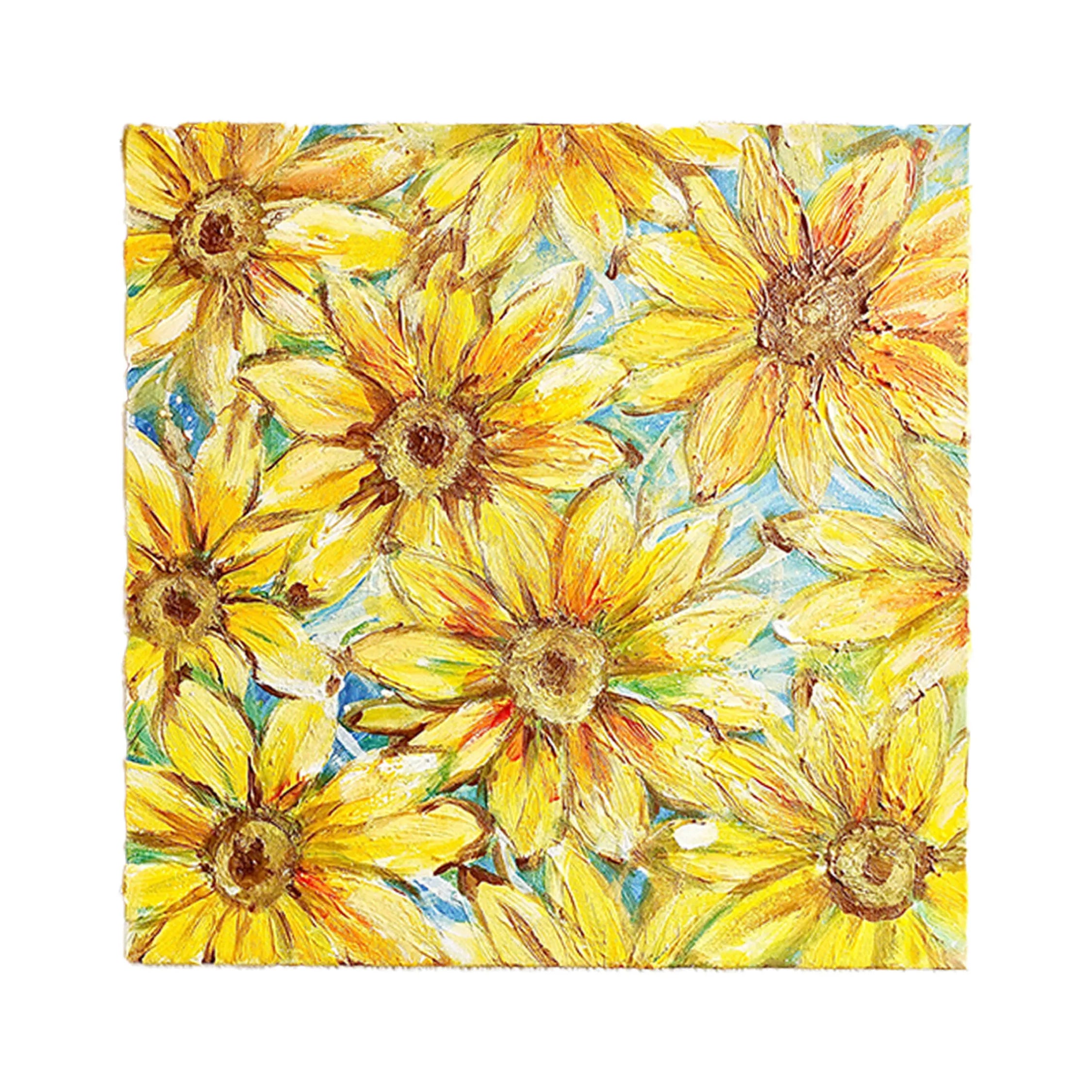 ひまわりを描いて色塗りをしたらざっきーがでてきた絵 初心者のための水彩画講座52 ひまわり畑のひまわりを描く