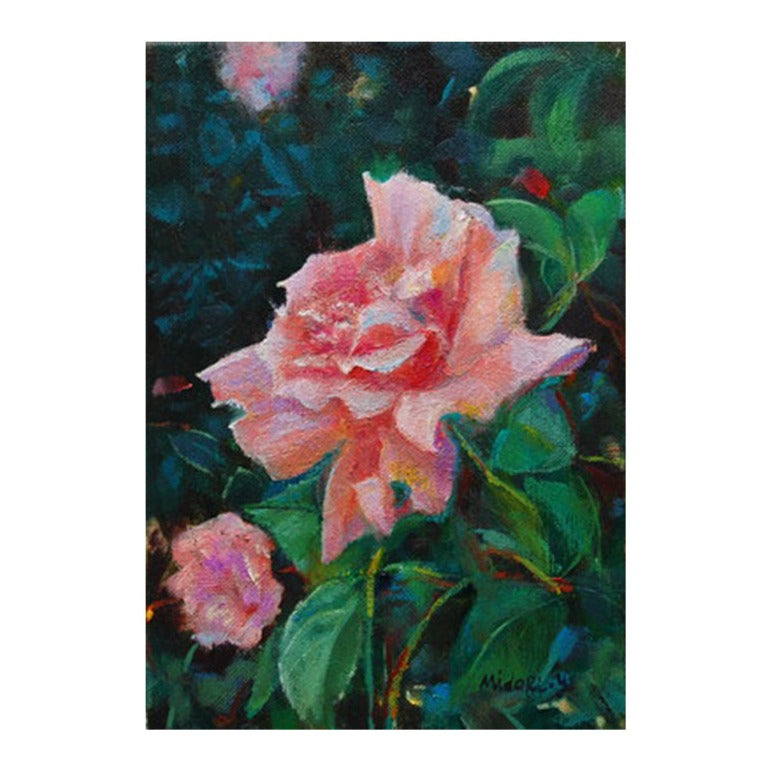 豊生作　薔薇の花　日本画 妖艶なる静 伊藤若冲 薔薇小禽図をめぐってーーA Strange and