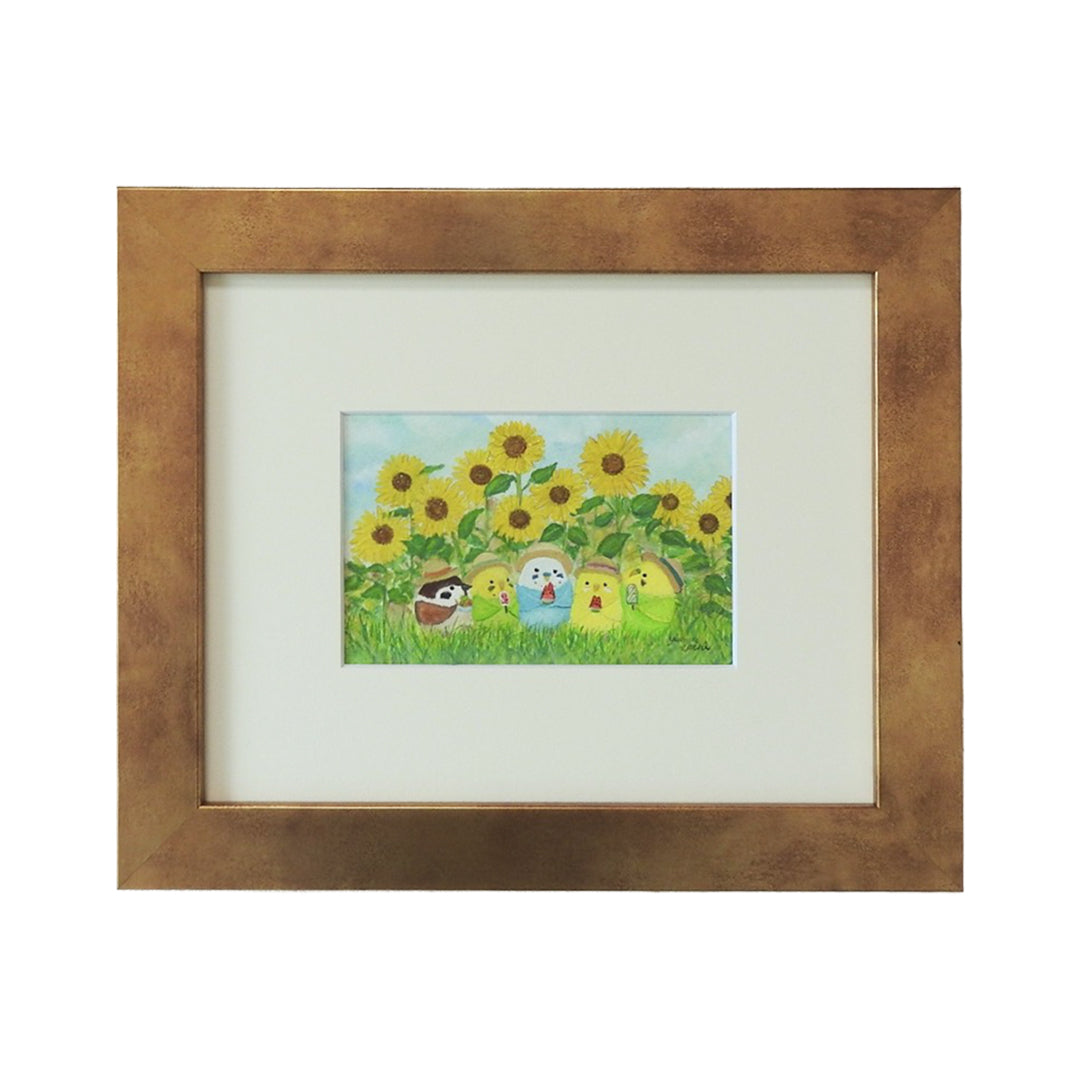 ひまわりインコたち／yuuwa sachi｜アート絵画・販売通販WASABI(ワサビ)