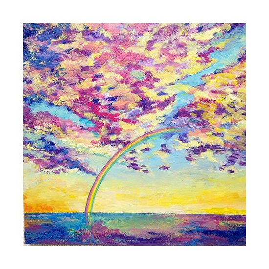 受注制作 『虹のかかる空と海の絵』アートジークレー | WASABI(ワサビ