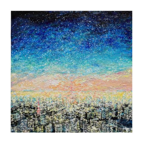 東京タワーのある街の絵／むらいさき｜アート絵画・販売通販WASABI