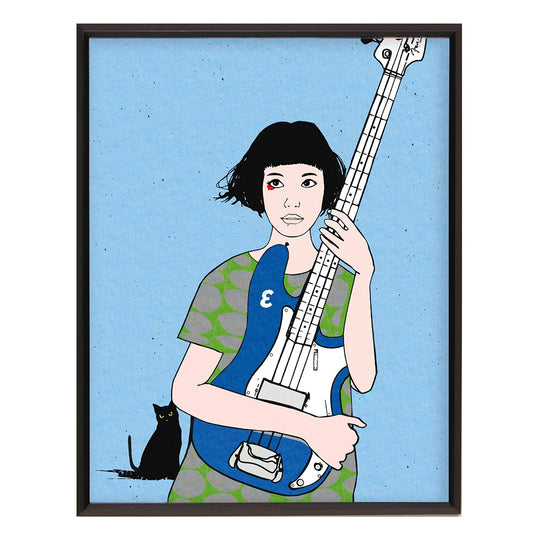 青いベースと黒い猫  No.214