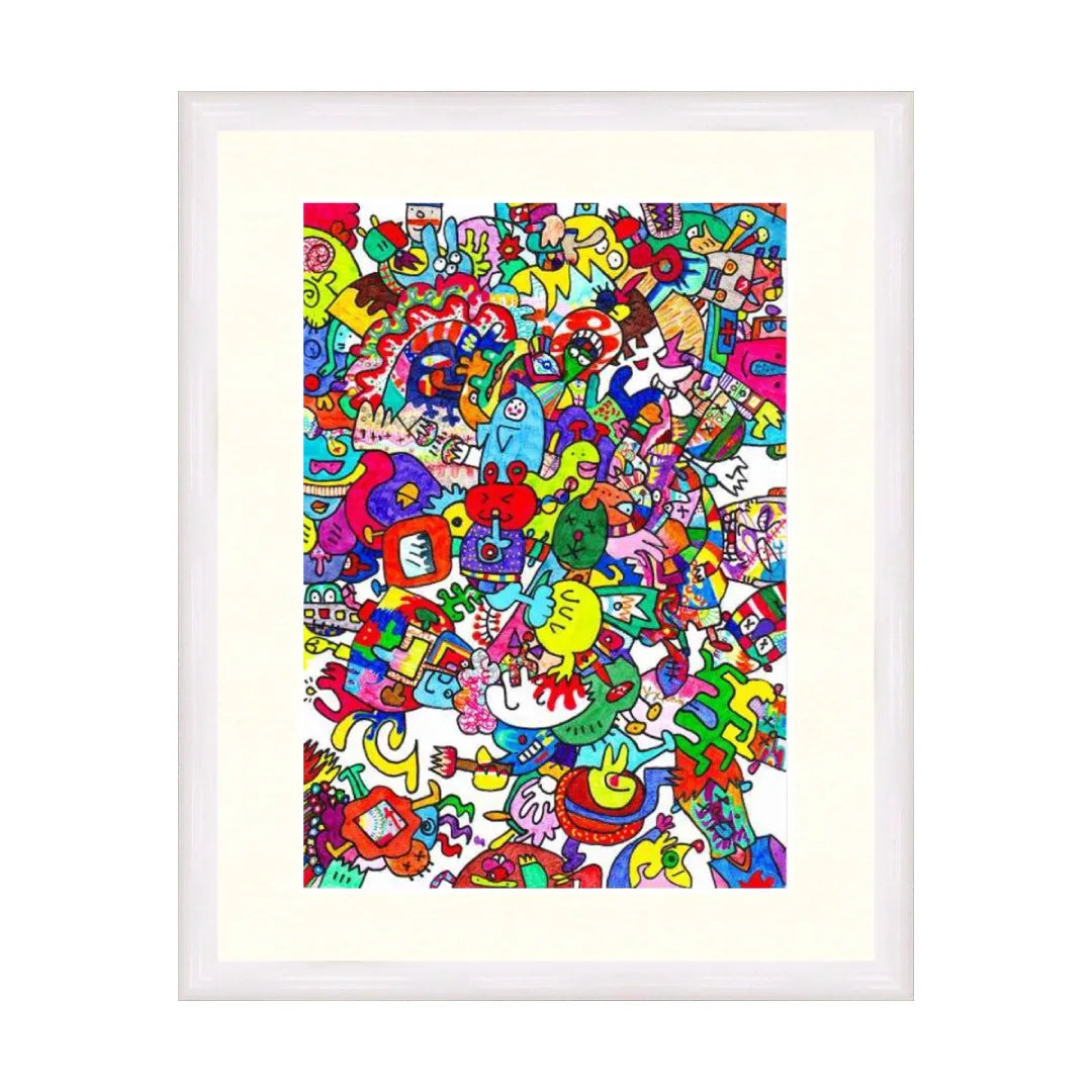 絵画、お顔がいっぱい もう誰にもとめられねー【アートプリント】／田村田｜アート絵画・販売