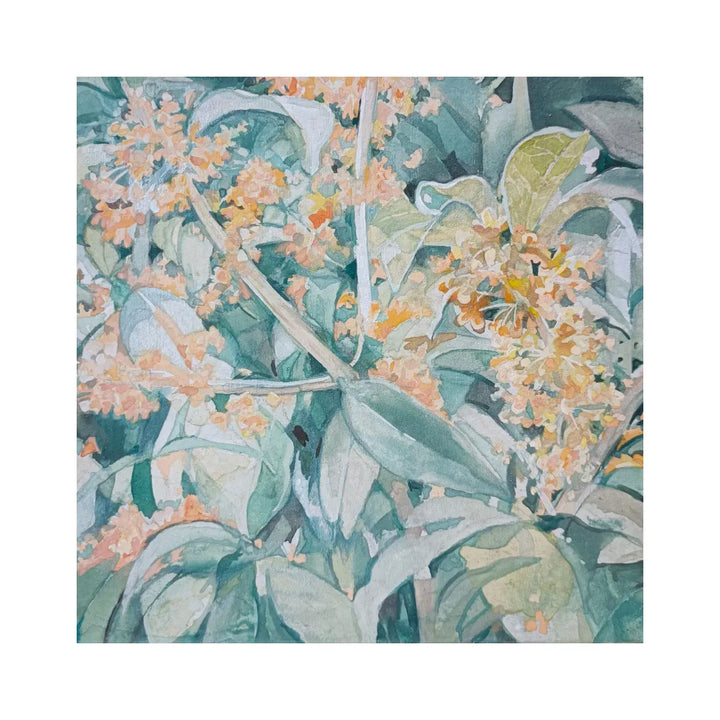 【金箔絵】部屋がアート空間に！琉球草木図【日本画】水彩23✕31センチ 金木犀／MiuMiu｜アート絵画・販売通販WASABI(ワサビ)