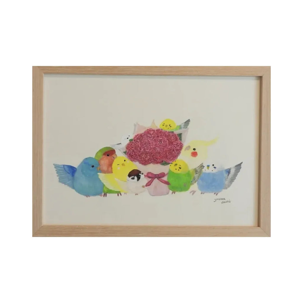 いつもありがとうインコたち／yuuwa sachi｜アート絵画・販売通販