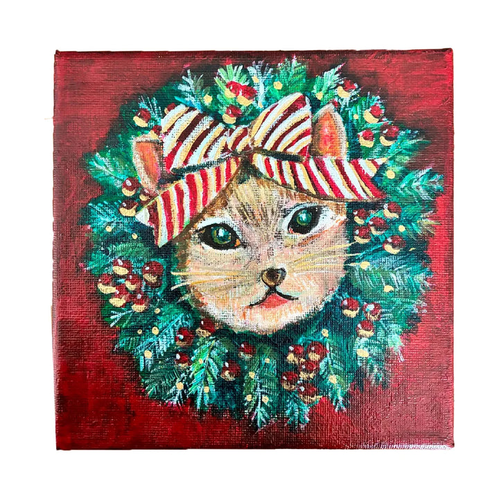 ライオンになりたい猫とクリスマスリース／Koto｜アート絵画・販売通販