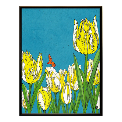 Yellow tulips and hummingbird No.237