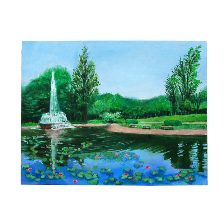 噴水と睡蓮（彩の森入間公園）／山口ミドリ｜アート絵画・販売通販