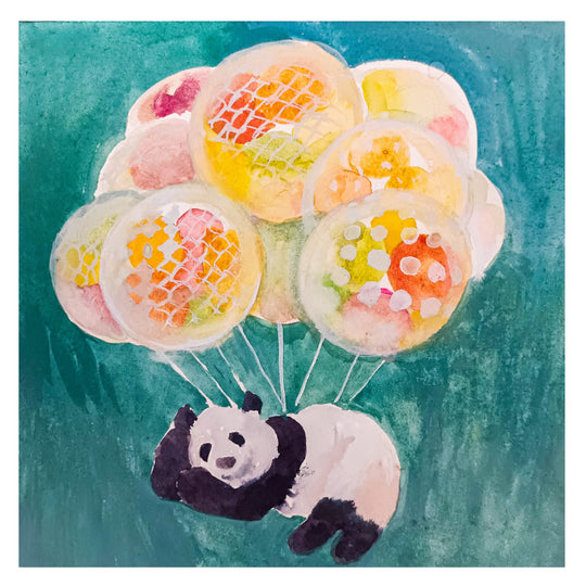 風船とパンダ　浮遊