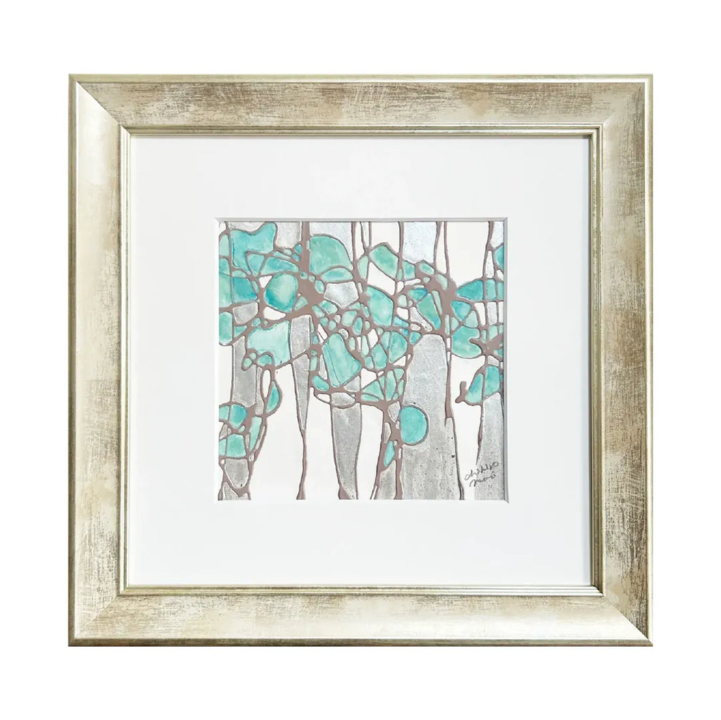 水彩アート「群青の森　Ⅲ」1点物、手描き、真筆 水彩アート「群青の森 Ⅲ」1点物、手描き、真筆