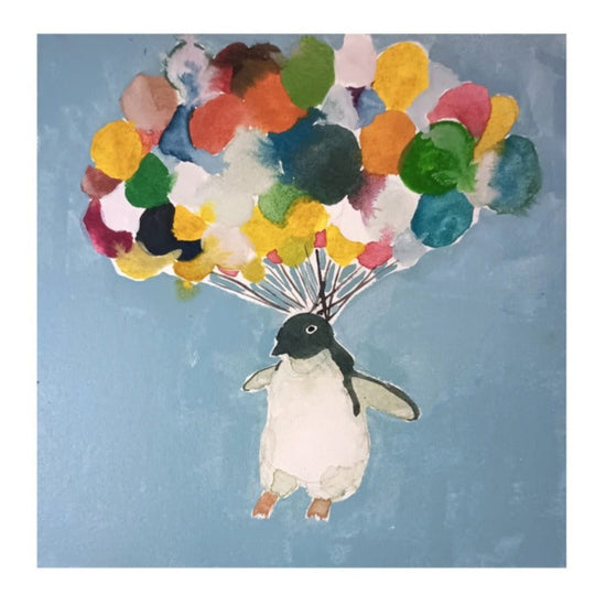 風船とペンギン　飛び続けている