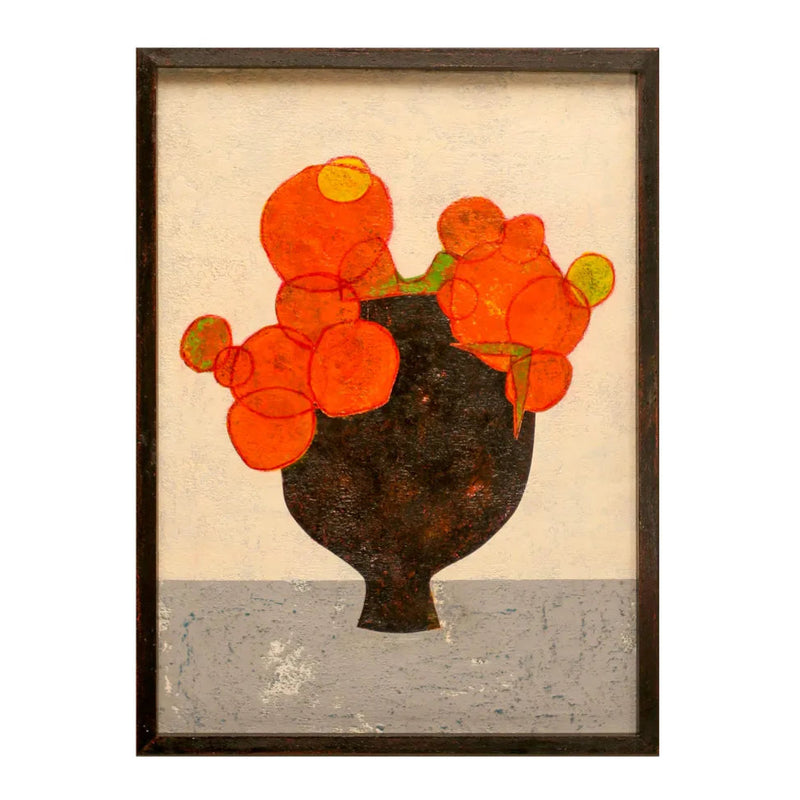 Orange bouquet and black vase No.25