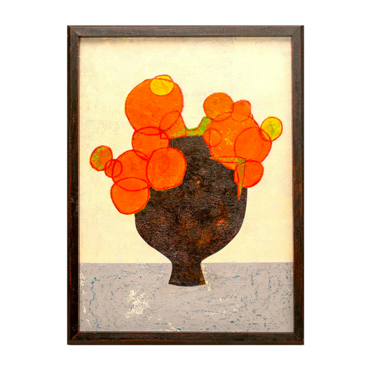 Orange bouquet and black vase No.250
