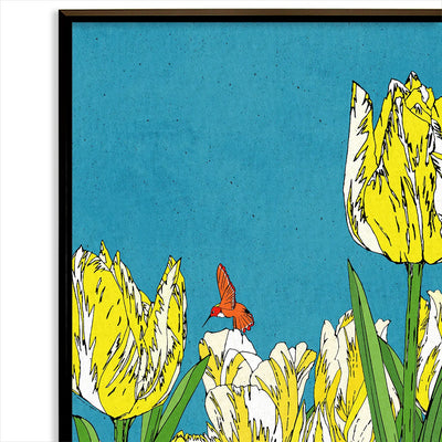 Yellow tulips and hummingbird No.237