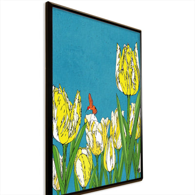 Yellow tulips and hummingbird No.237