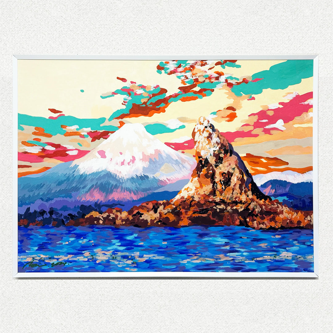 絵画　海　羽　飴 Koharu (紅春)による浮世絵「Large Snowflakes — 牡丹雪」