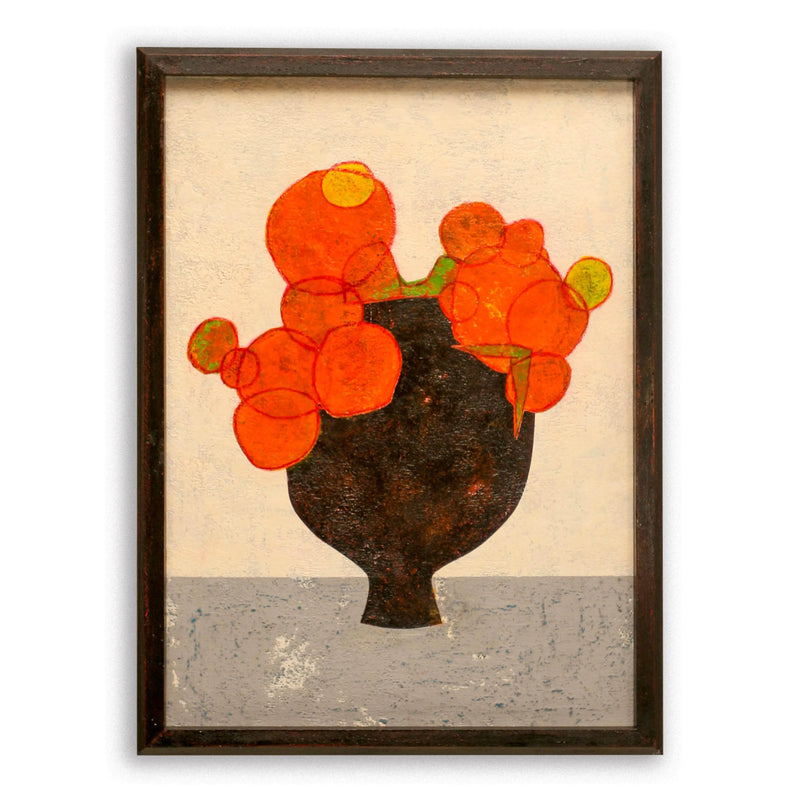 Orange bouquet and black vase No.250