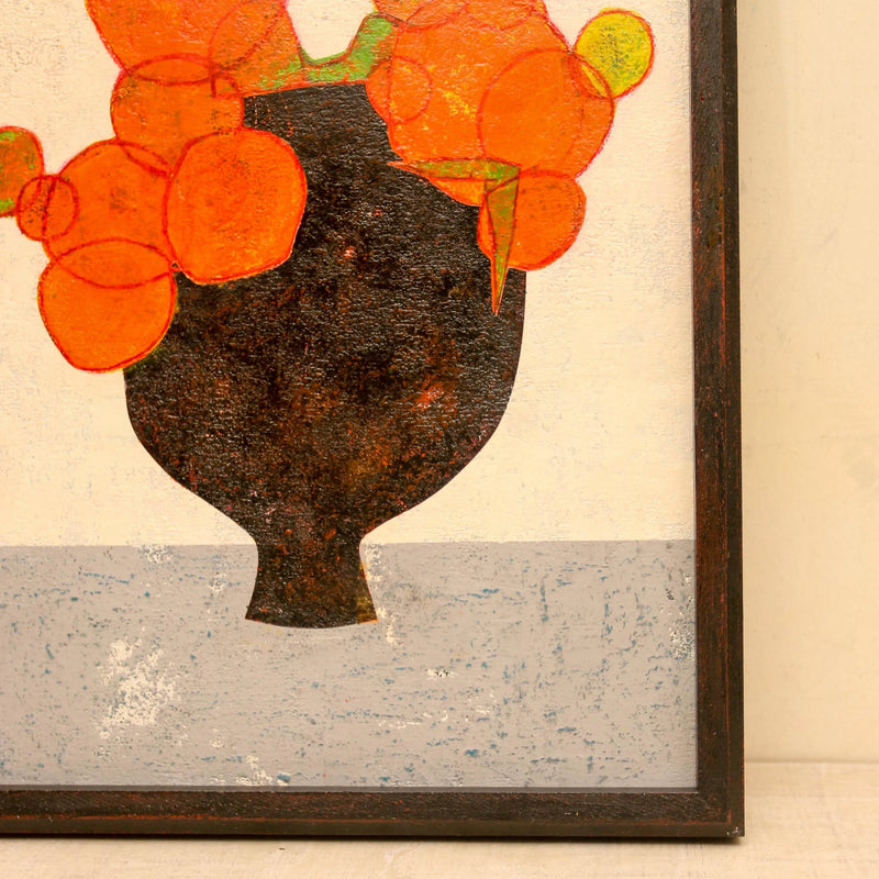 Orange bouquet and black vase No.250