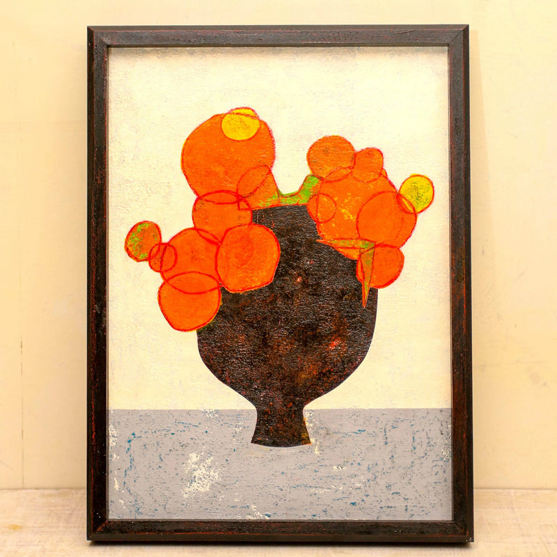 Orange bouquet and black vase No.250