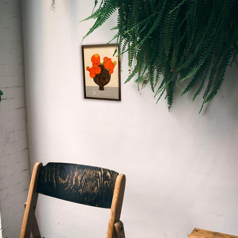 Orange bouquet and black vase No.250