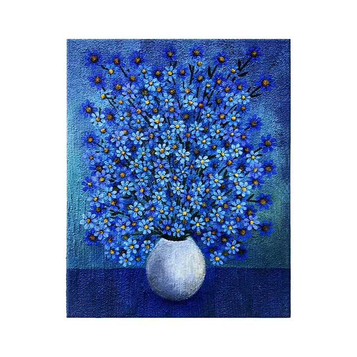キム「Flower on the Blue Table」版画 額装 #501 Blue flower garden／Römell｜アート絵画・販売通販WASABI(ワサビ)