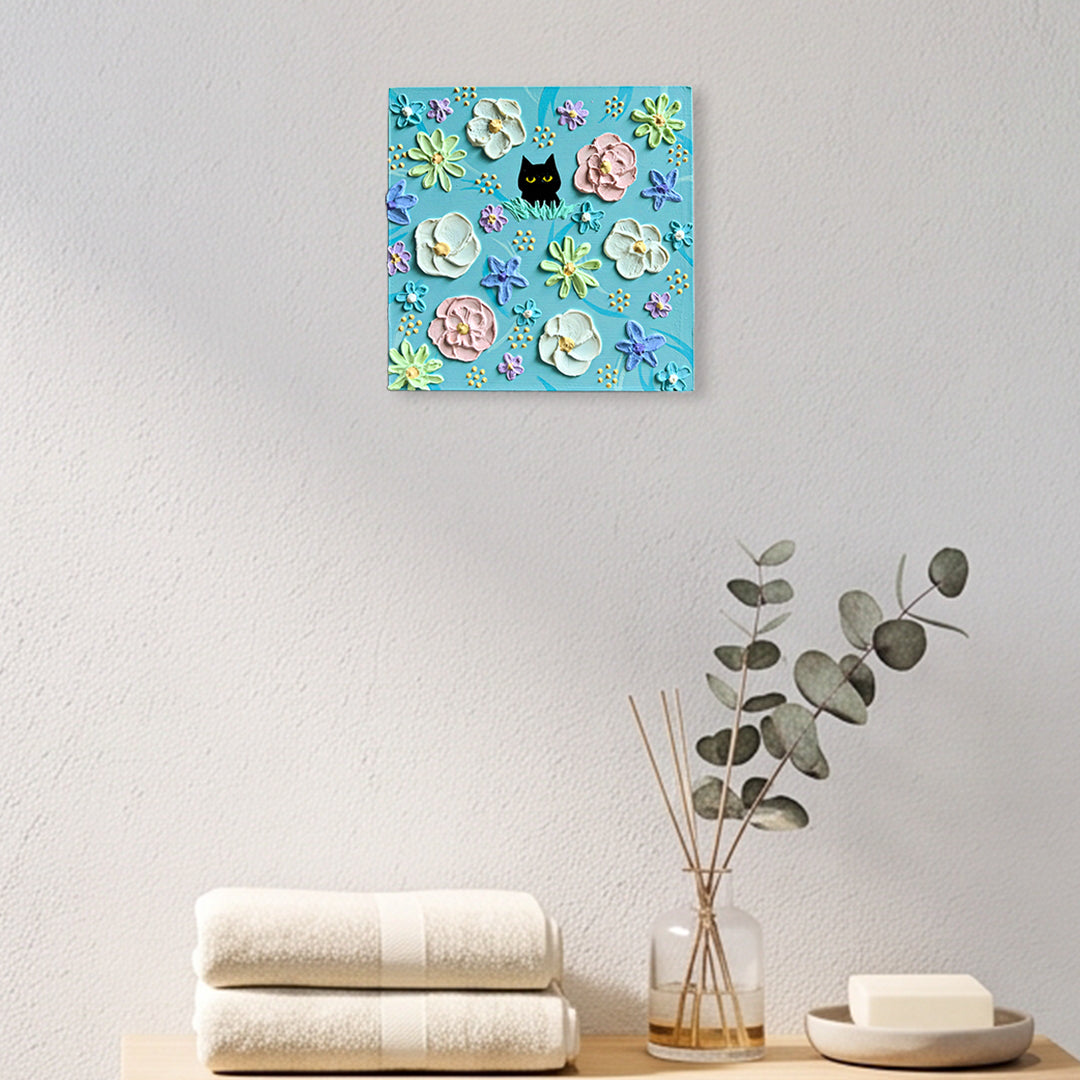 黒猫と秘密の花園／カスミラン｜アート絵画・販売通販WASABI(ワサビ)