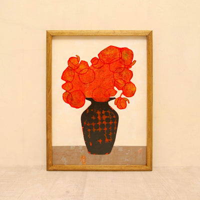 Orange bouquet and black vase#2 No.251