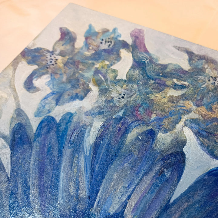 青いガーベラとデルフィニウム／MiuMiu｜アート絵画・販売通販WASABI
