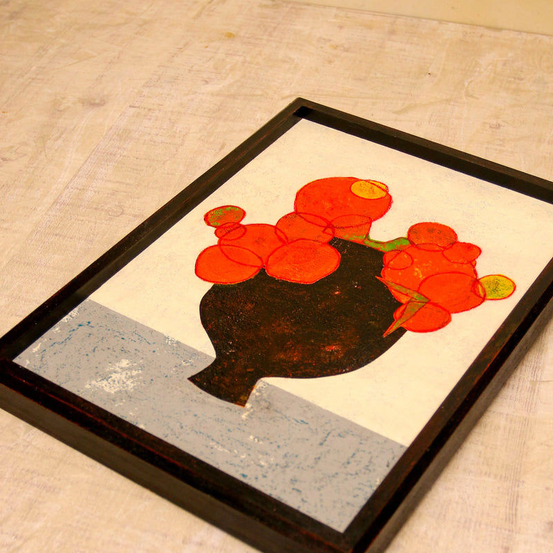 Orange bouquet and black vase No.25