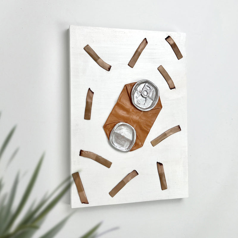 Leather collage art (CAN and CIGARETTE）