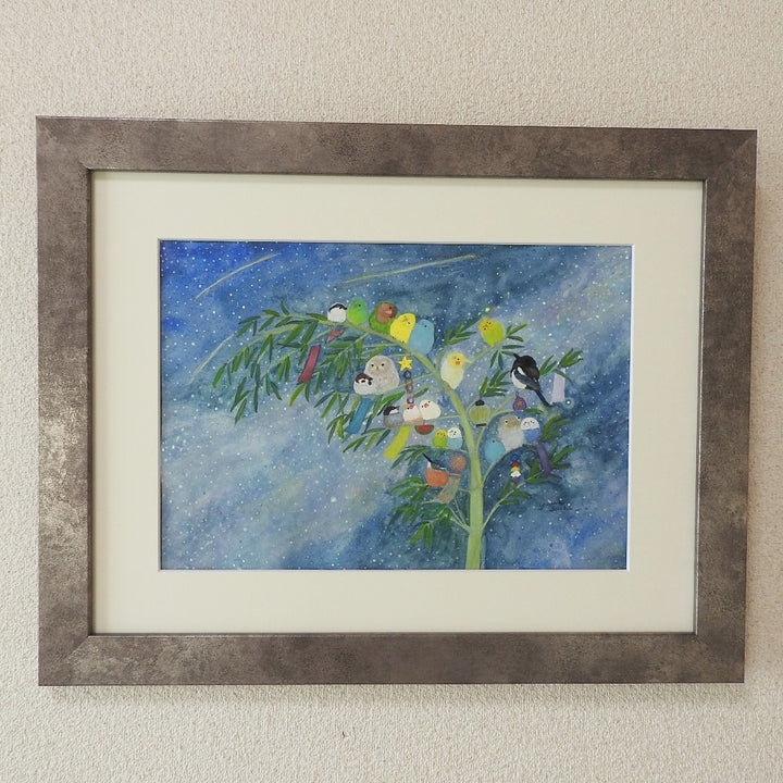 七夕インコたち／yuuwa sachi｜アート絵画・販売通販WASABI(ワサビ)