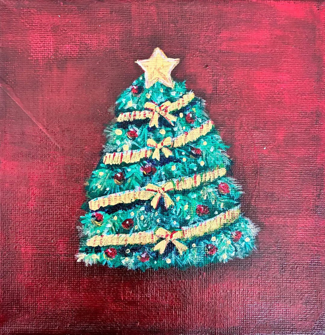 クリスマスツリーレッド／Koto｜アート絵画・販売通販WASABI(ワサビ)