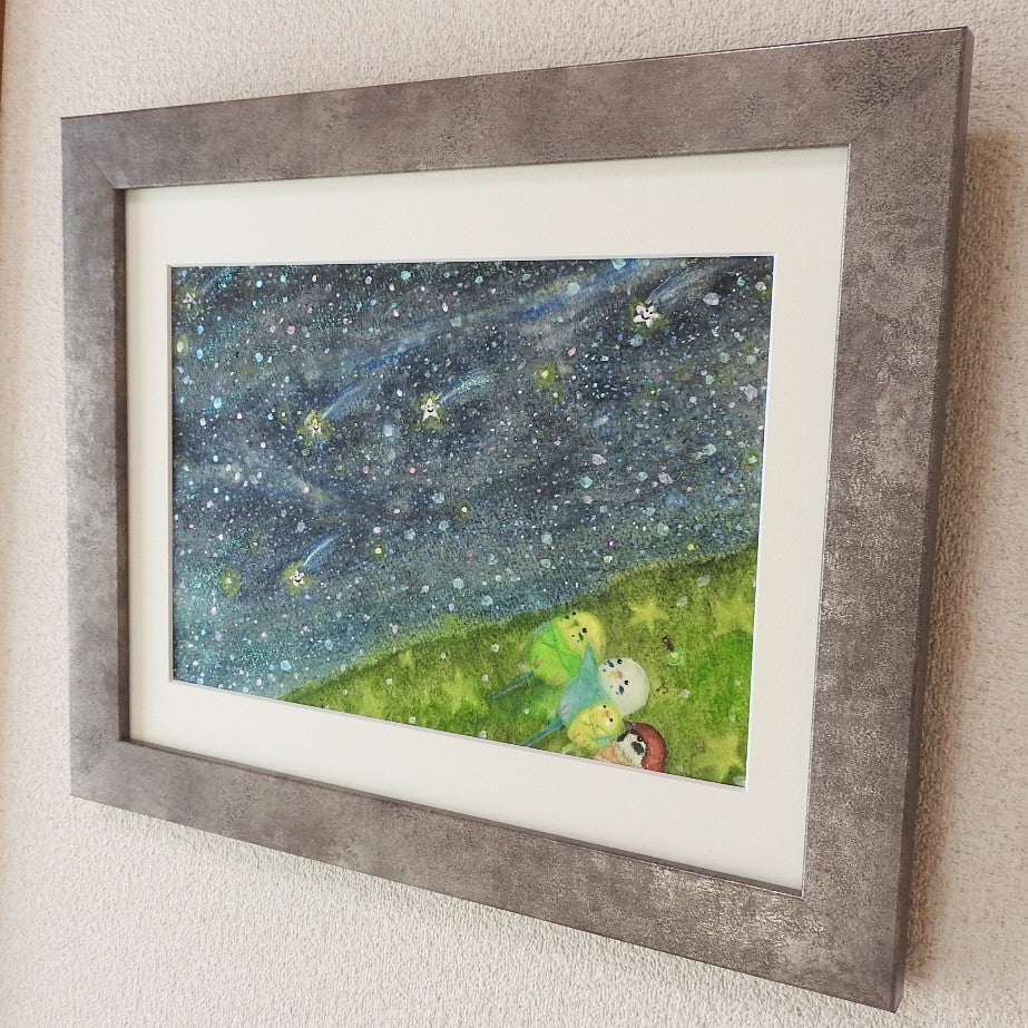 油彩画　一番星 広い空でみた流れ星／yuuwa sachi｜アート絵画・販売通販WASABI(ワサビ)