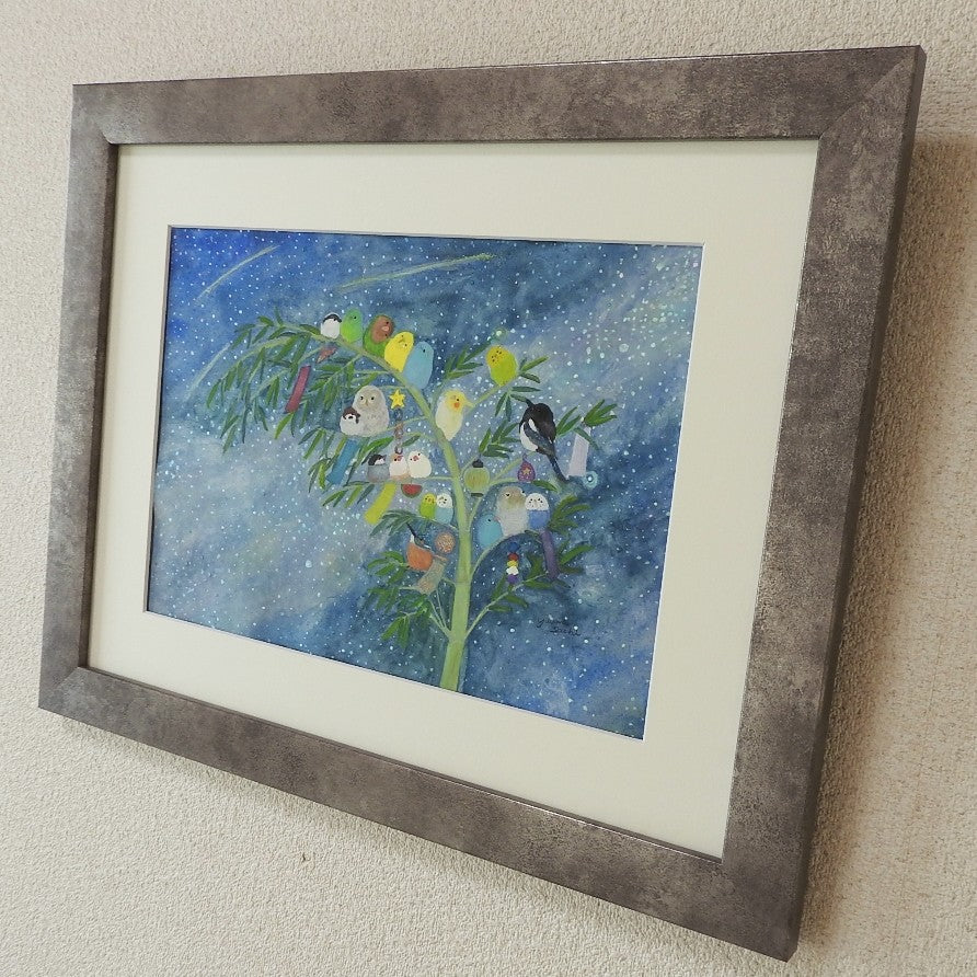 七夕インコたち／yuuwa sachi｜アート絵画・販売通販WASABI(ワサビ)