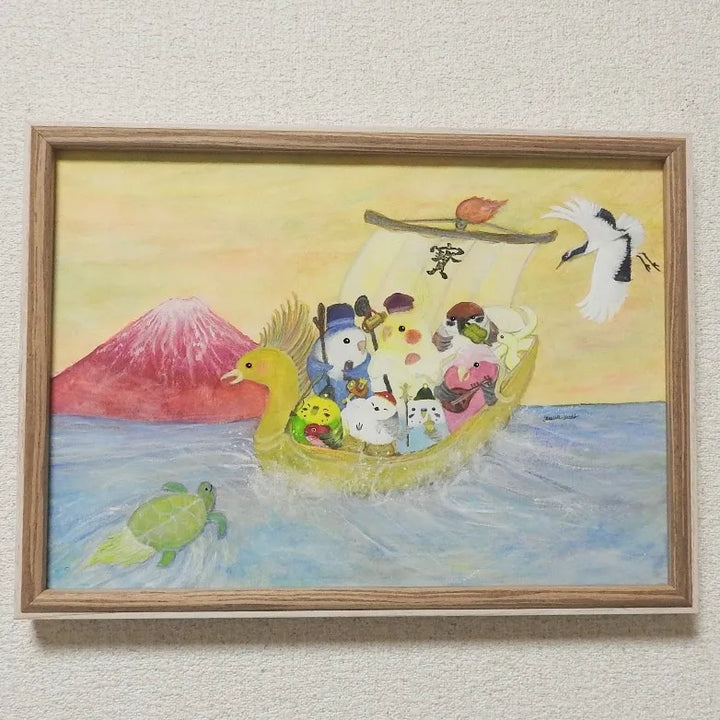 七福神インコ／yuuwa sachi｜アート絵画・販売通販WASABI(ワサビ)