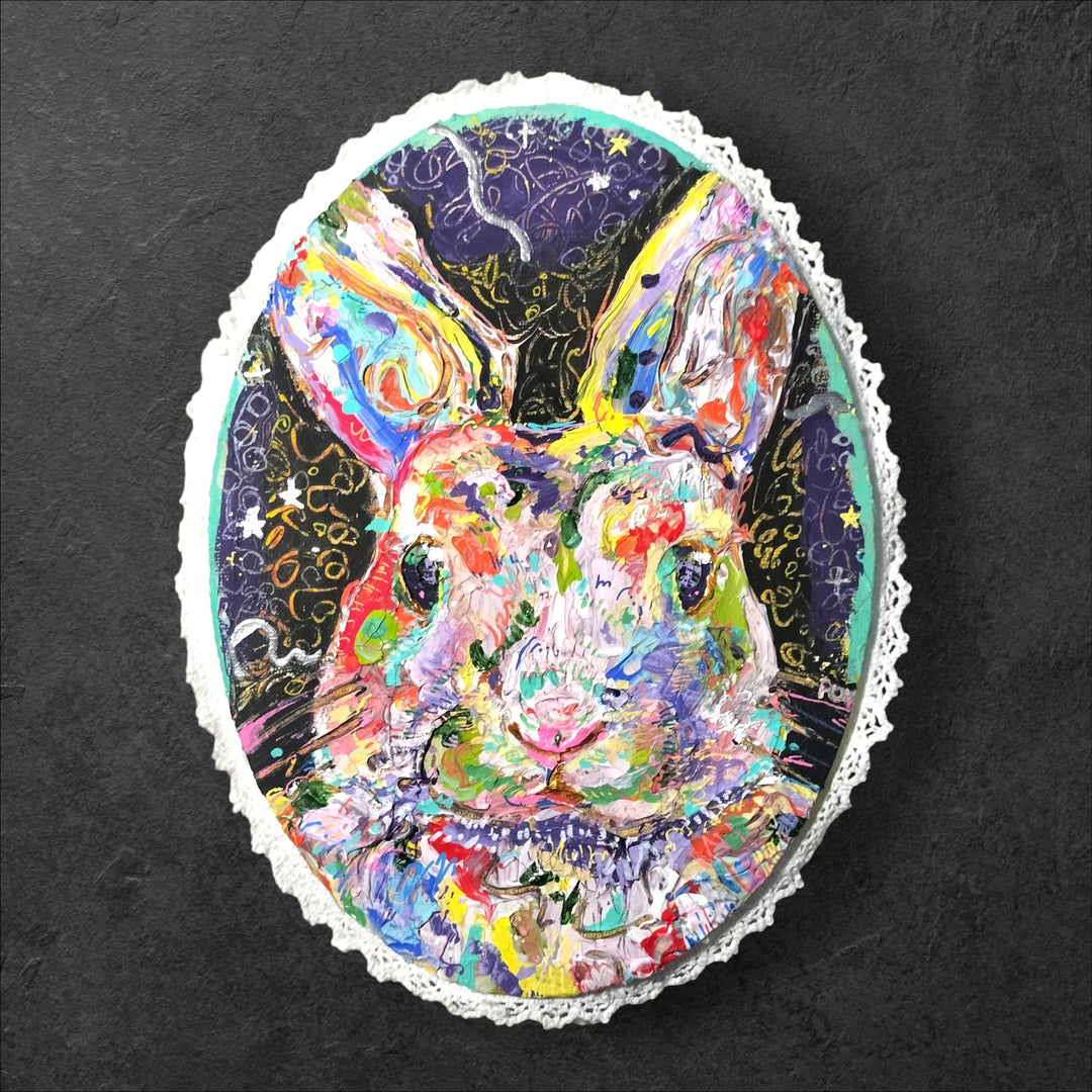 宇宙船に乗るうさぎ／碧見うみ｜アート絵画・販売通販WASABI(ワサビ)