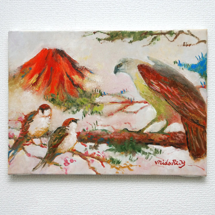 雀と鷹／山口ミドリ｜アート絵画・販売通販WASABI(ワサビ)