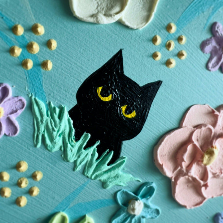 黒猫と秘密の花園／カスミラン｜アート絵画・販売通販WASABI(ワサビ)