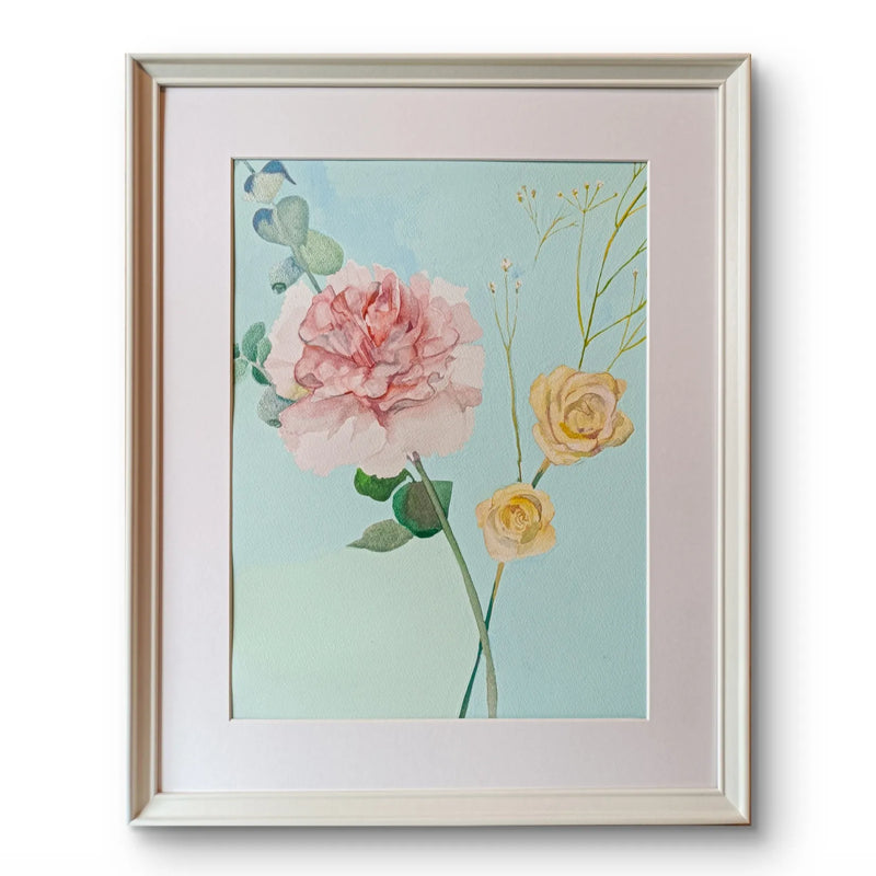 ピンクのカーネーションと黄色いバラ／MiuMiu｜アート絵画・販売通販