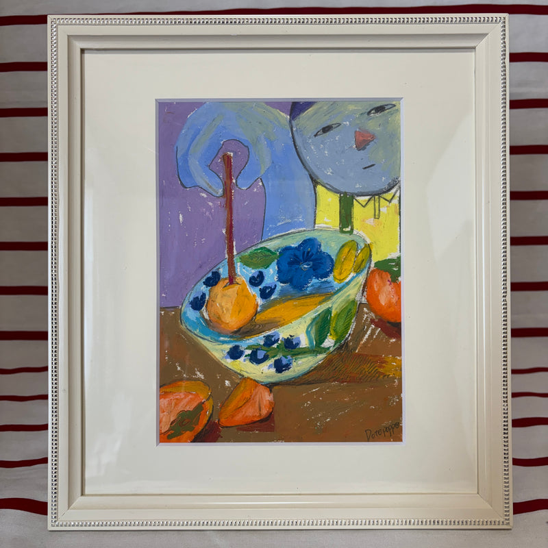 柿】絵画 絵画柿とランプのある静物 絵画柿とランプのある静物 柿