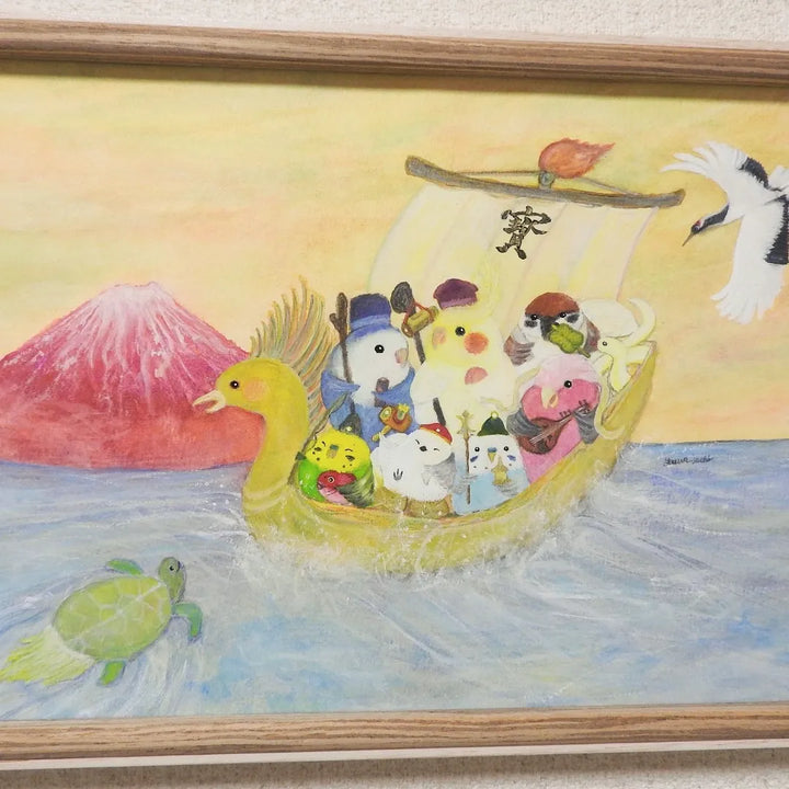 七福神インコ／yuuwa sachi｜アート絵画・販売通販WASABI(ワサビ)