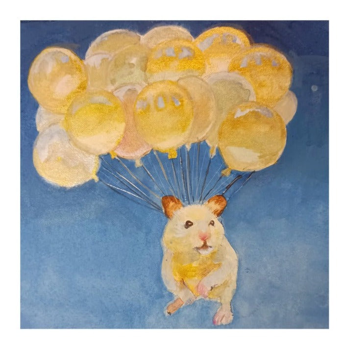nn様♪専用 空飛ぶハムスターのワイヤーアート 風船とハムスター／MiuMiu｜アート絵画・販売通販WASABI(ワサビ)