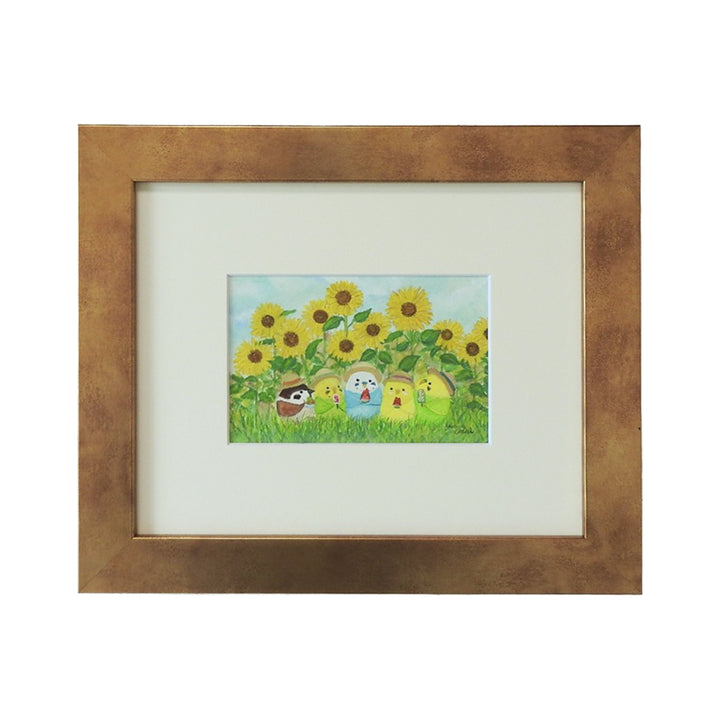 ひまわりインコたち／yuuwa sachi｜アート絵画・販売通販WASABI(ワサビ)