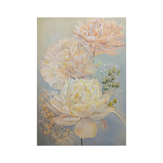 三輪の芍薬と光のブーケ