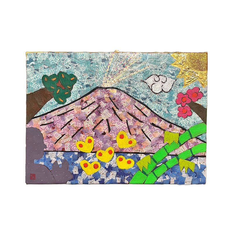 カラフル立体　　サークル　油絵 カラフル桜島／ひろゆき｜アート絵画・販売通販WASABI(ワサビ)