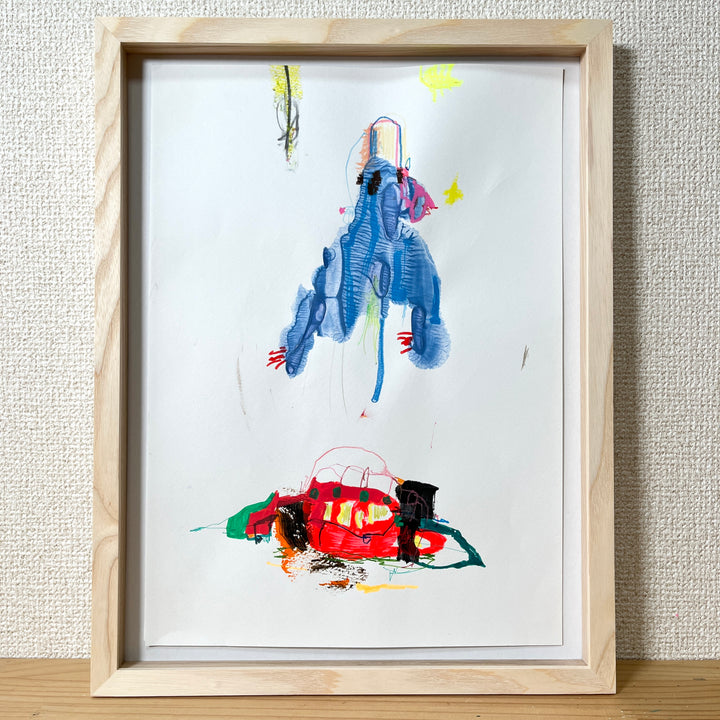【真作】絵画　日本画　ユーモラスな人物像　書と画の融合作品　和の趣き　W144 真作】絵画 日本画 ユーモラスな人物像 書と画の融合作品 和